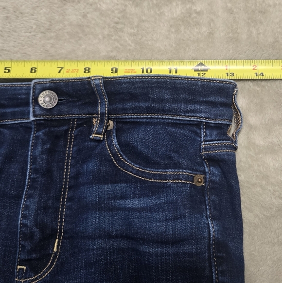 American Eagle Outfitters Super High-Rise Dark Blue Flare Jeans Sz 0 (26x28) EUC - Picture 6 of 9
